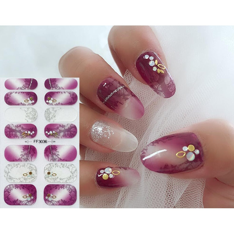 Nail Decoration Colorful Nail Stickers Watercolor Style Nail Art Stickers Designed Nail Strips Designer Nail Decals Creative
