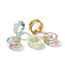 Load image into Gallery viewer, 17KM Korean Colorful Transparent Resin Acrylic Rings Set for Women Trendy Geometric Square Round Ring Wedding Jewelry