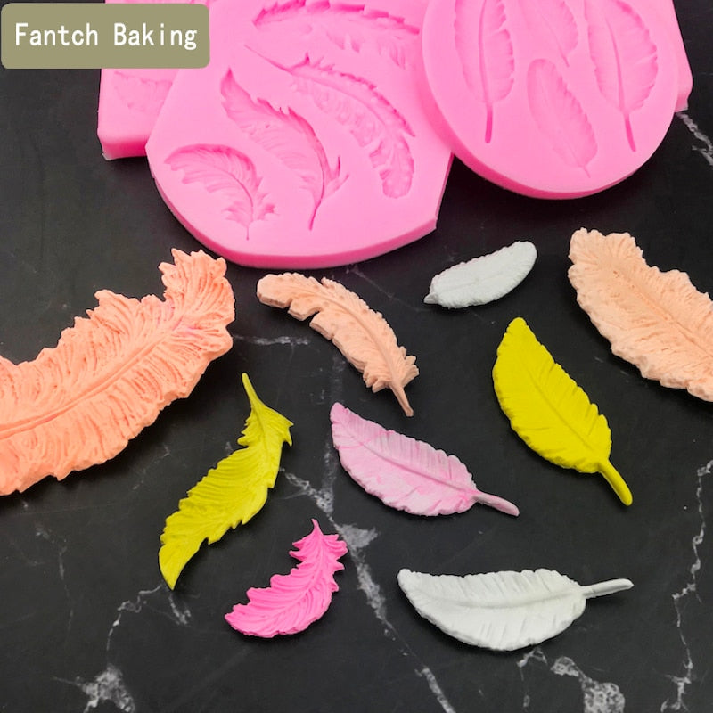 Birds Feather Sugar Buttons Silicone Mold DIY Fondant Cake Decorating Tools Chocolate Gumpaste Lace border Mold Baking Utensils