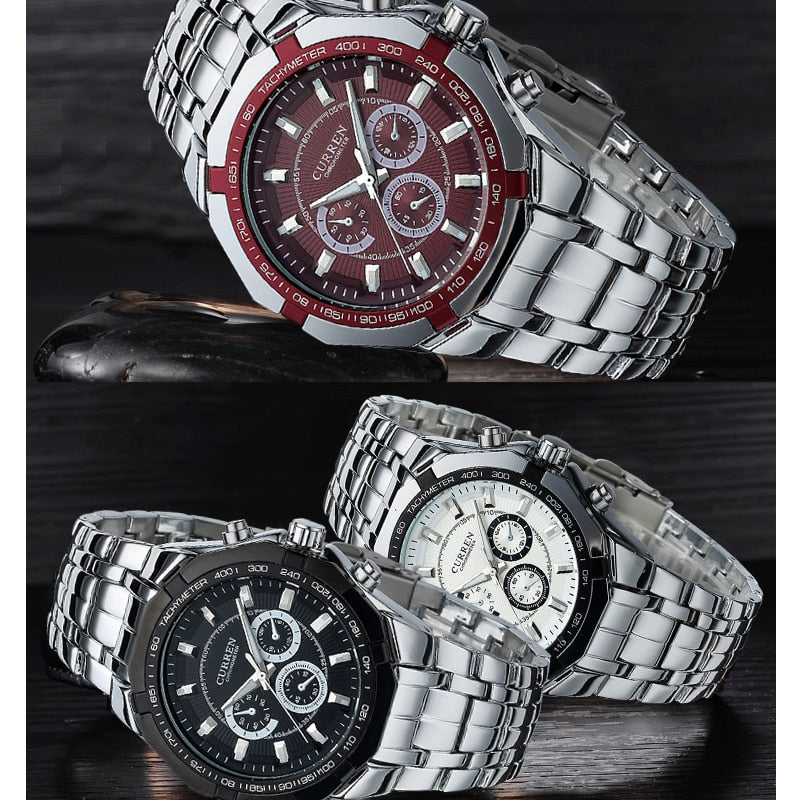 CURREN Men Luxury Brand Military Sport Mens Watches Full Steel Quartz Clock Men&#39;s Waterproof Business Watch relogio masculino