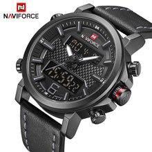 Load image into Gallery viewer, NAVIFORCE Mens Sports Watches Men Quartz LED Digital Clock Top Brand Luxury Male Fashion Leather Waterproof Military Wrist Watch