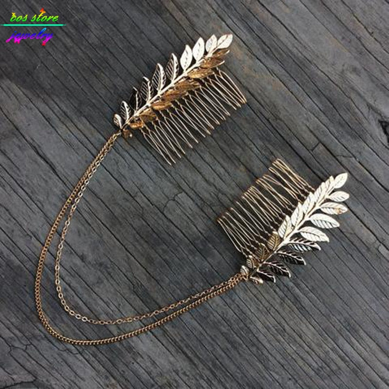 Summer Style Bohemia Leaves Head Crown  Chain And Leaves Hair Comb Wedding Hair Accessories Bijoux