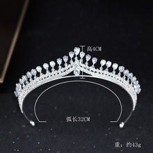 Load image into Gallery viewer, Luxury Womens Crown Headband Crystal Rhinestone Tiara And Crown Hair Band Jewelry Silver Color Bridal Hair Accessories Wedding