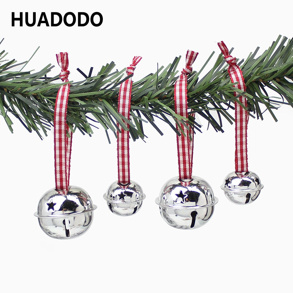 HUADODO 6Pcs Christmas Jingle Bells Xmas tree Pendants Ornaments Gift for Christmas Decorations New Year Party Kids Toys