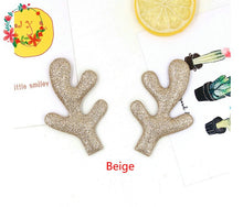 Load image into Gallery viewer, 50pcs/lot Glitter Reindeer Antlers Gold Silver Red Fawn fabric W/ Sponge Padded Buckhorn applique for Christmas decor,Craft DIY