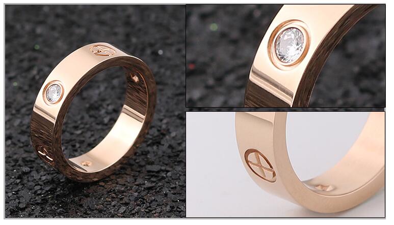 Fashion Rose Gold Stanless Steel Ring With Stone Crystal For Girls Woman Couple Ring In Wedding With Cross