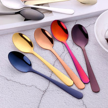 Load image into Gallery viewer, 8 Colors Tea Spoons Stainless Steel Coffee Spoon High Quality Dessert Cake Fruit Spoons Gold Small Snack Scoop Dinnerware Tools