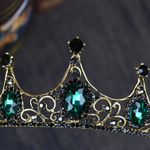 Load image into Gallery viewer, MVEXO Fashion Elegant Vintage Small Baroque Green Crystal Tiaras Crowns for Women Girls Bride Wedding Hair Jewelry Accessories