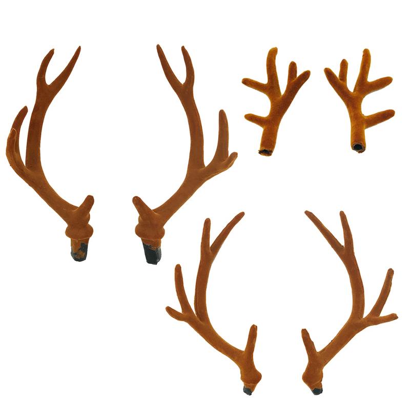 2pcs Simulation Antlers Headwear Headband Flocking Artificial Sika Deer Antlers DIY Accessories for Christmas Party Supplies