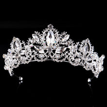 Load image into Gallery viewer, Large Vintage Silver Color Bridal Tiaras Crowns Headband Crystal Rhinestone Pageant Bride Hair Accessories Pearl Wedding Crown