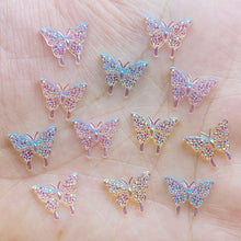 Load image into Gallery viewer, 100Pcs New Cute Mini Shiny Little Butterfly Resin Figurine Crafts Flatback Cabochon Ornament Jewelry Making Hairwear Accessories