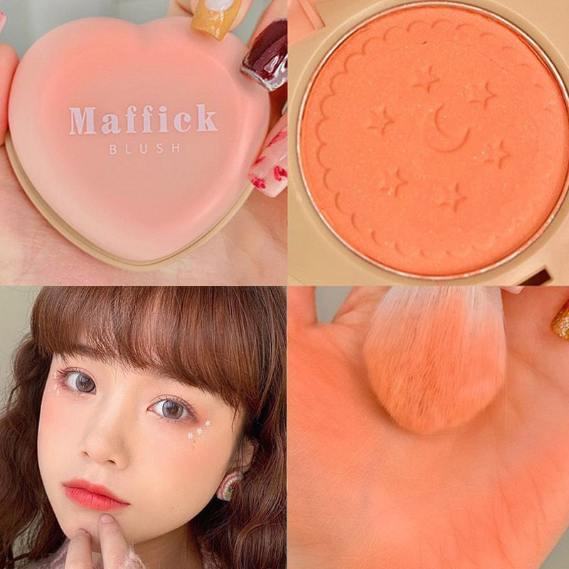 3 Colors Peach Blush Palette Waterproof Brighten Face Contour Blusher Powder Natural Long-lasting Makeup Cheek Rouge Cosmetic