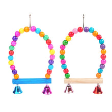 Load image into Gallery viewer, Natural Wooden Parrots Swing Toy Birds Perch Hanging Cage with Colorful Beads Bells Pet Supplies PXPC