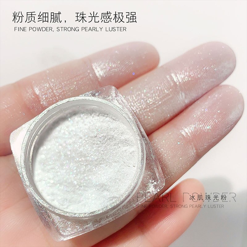 1 Jar Fairy Glossy Ice White Fine Pearl Powder with Strong Pearly Luster Nail Art Dust Decorations Manicure DIY
