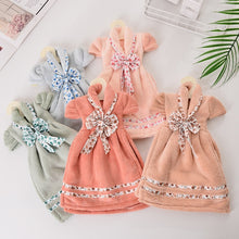 Load image into Gallery viewer, Bathroom Cute Hanging Towel Coraline Bow-knot Skirt Soft Thick Printed Flower Girls Dress Hand Towel for Children to Wipe Hands