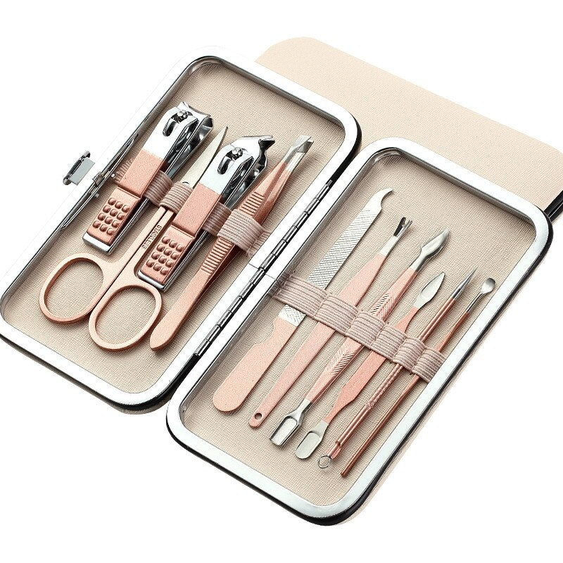 TCMHEALTH Manicure Set  Household Pedicure Sets Nail Clipper Stainless Steel Professional Nail Cutter Tools with Travel Case Kit