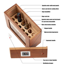 Load image into Gallery viewer, New Wooden Humidor Box For Cigar W/ Hygrometer Humidifier Portable Glass Window Cedar Wood Case Fit 12-25 Cigars Storage Cabinet