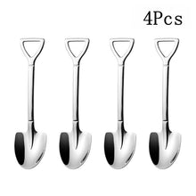 Load image into Gallery viewer, 2/4PCS Thicken Coffee Spoon Tea-spoon Cutlery Set Stainless Steel Retro Iron Shovel Ice Cream Spoon Scoop Creative Spoon