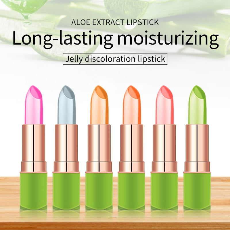 Aloe Vera Lipstick Lip Balm Lip Gloss Moisturizing Warm Feeling Color Changing Jelly Lipstick Long Lasting Lip Makeup TSLM2