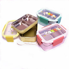 Load image into Gallery viewer, Portable Stainless Steel Lunch Box Double Layer Cartoon Food Container Box Microwave Bento Box for Kids Children Picnic School