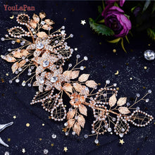 Load image into Gallery viewer, YouLaPan HP282 Wedding Headband Alloy Flower Leaf Hair Tiara Rhinestone Headpiece Bridal Headwear Hair Accessories Head Jewelry