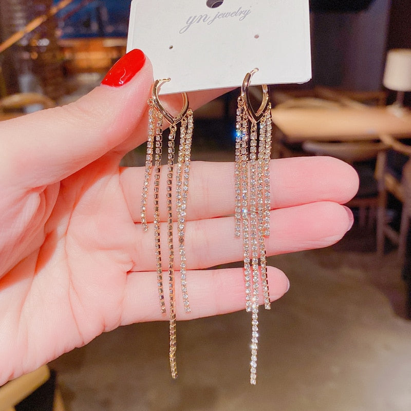 2022 Love Tassel Multi-layer Chain Hot-selling Earrings New Trendy Korean Heart-shaped Rhinestone Earrings Party Jewelry Gifts