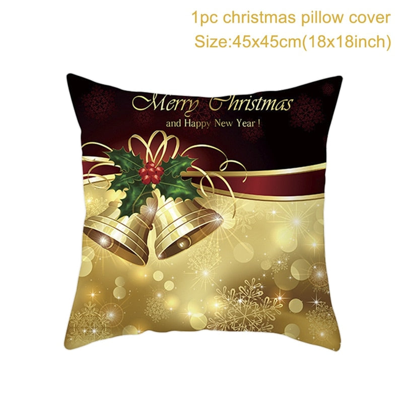 Christmas Cushion Cover Merry Christmas Decorations for Home 2022 Christmas Ornament Navidad Noel Xmas Gifts Happy New Year 2023
