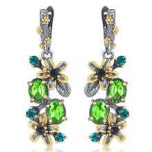Load image into Gallery viewer, CIZEVA Exquisite Stunning Green CZ  Earrngs Golden Color Drop Earring Women Flower Jewelry Vintage Italian Jewelry 2021 New