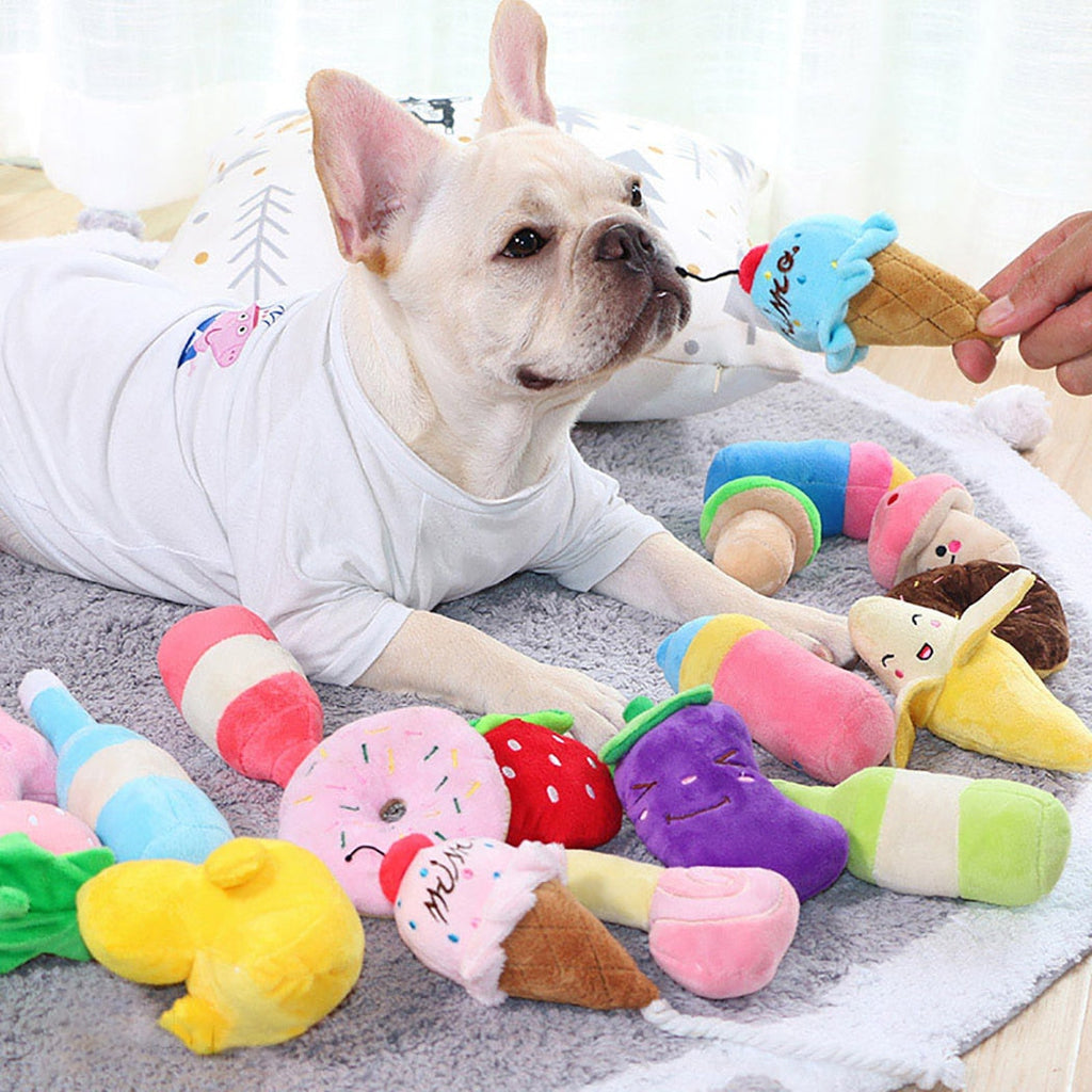 Legendog Plush Squeaky Bone Dog Toys Bite-Resistant Clean Dog Chew Puppy Training Toy Soft Banana Carrot Vegetable Pet Supplies