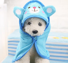 Load image into Gallery viewer, Cute Pet Dog Towel Soft Drying Bath Pet Towel For Dog Cat Hoodies Puppy Super Absorbent Bathrobes Cleaning Necessary supply