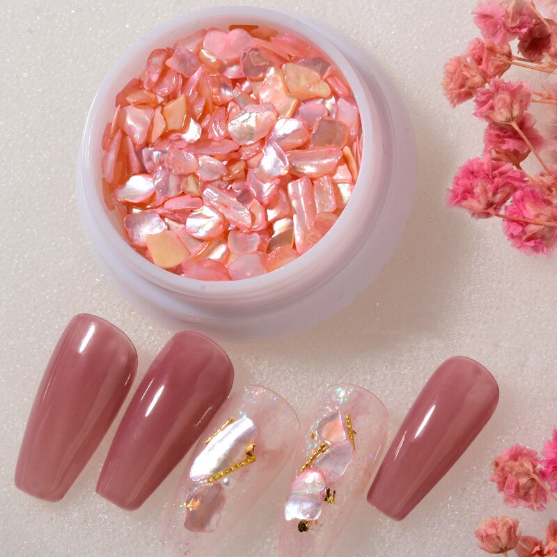 1 Box Candy Colorful Shell Gravel Flakes Nail Art Decorations 3D Irregular Natural Shell Slices Fall Winter Manicure Accessories