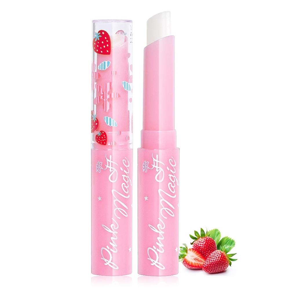 Natural Strawberry Serum Moisturizing Lipstick Temperature Color Change  Lip Balm Long Lasting Nourishing Lip Stick Cosmetics