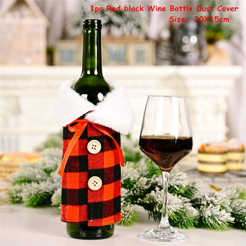 Xmas Wine Bottle Dust Cover Noel Navidad Christmas Decoration for Home Dinner Decor Christmas Gift Tree Ornament New Year 2023