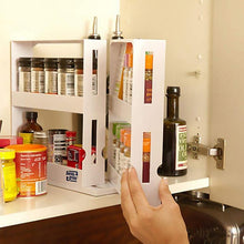 Load image into Gallery viewer, Rotating Storage Rack Kitchen Organizer Spice Storage Rack Cabinet Holder Multifunctional Makeup Storage Bathroom Trolley