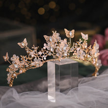 Load image into Gallery viewer, Bridal Crown Baroque Pearl Rhinestone Crown And Tiara Butterfly Hairband Wedding Hair Accessories Princess Crown Bride Tiaras