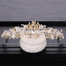Load image into Gallery viewer, Trendy Rhinestone Pearl Crystal Crown Tiara Headband Flower Bride Hair Accessories Gold Crown Bridal Wedding Crown Hair Jewelry