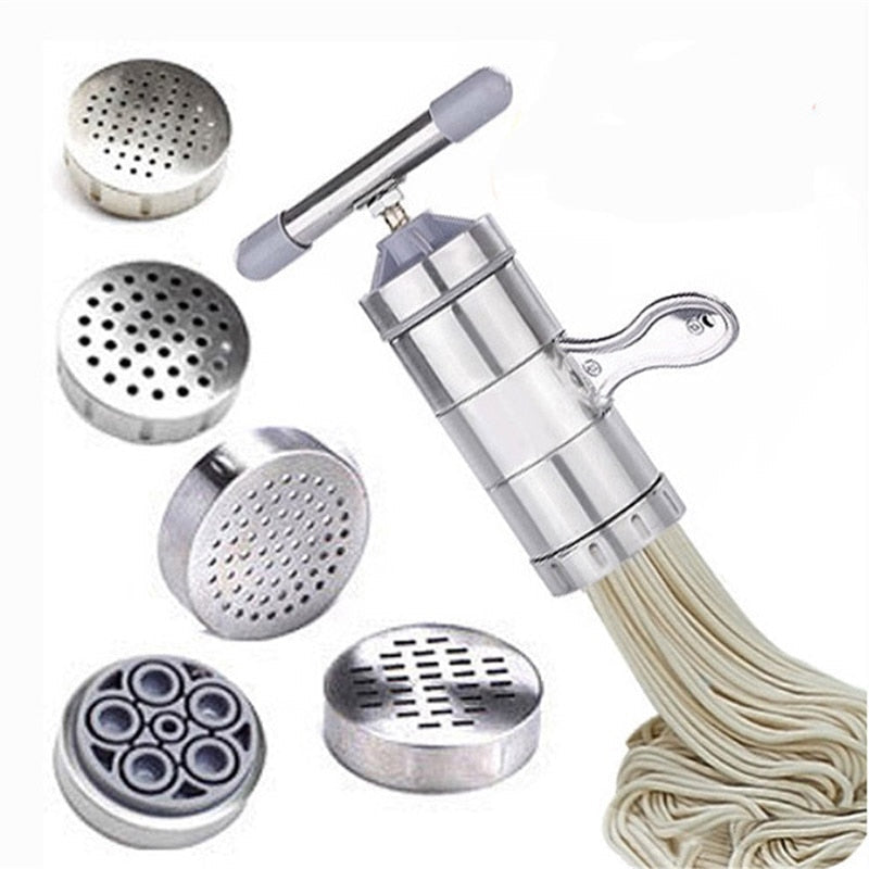 5 Mould Manual Noodle Maker Press Pasta Machine Spaghetti Noodle Making Machine Stainless Steel Fruit Cutter Juicer Kitchen Tool