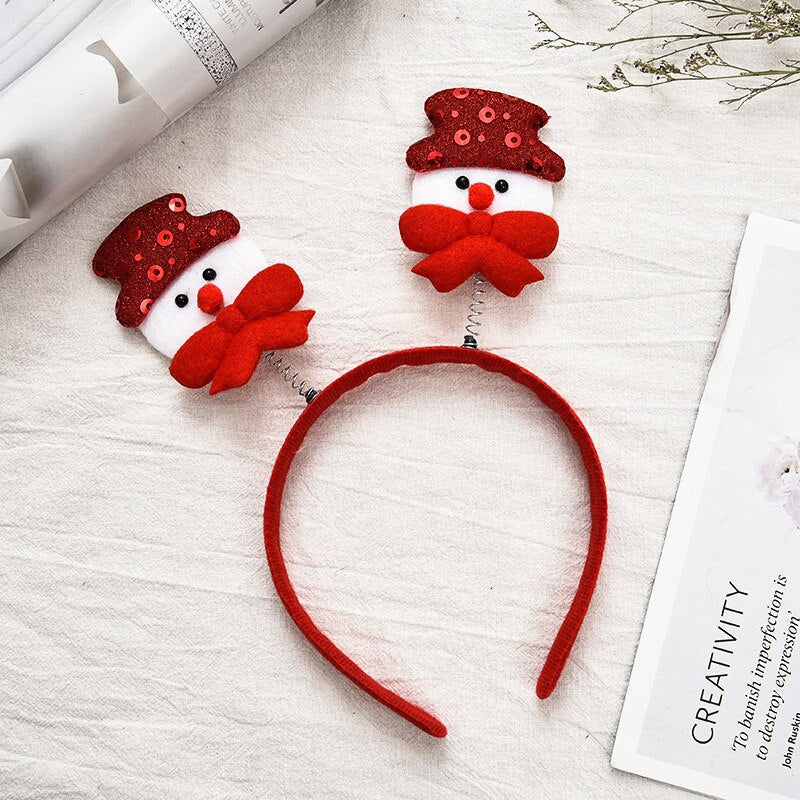 Red Christmas Hair Band Cartoon Santa Claus Snowman Antlers Headband Merry Christmas Decor Adult Kids Naviidad Gifts Noel Toys