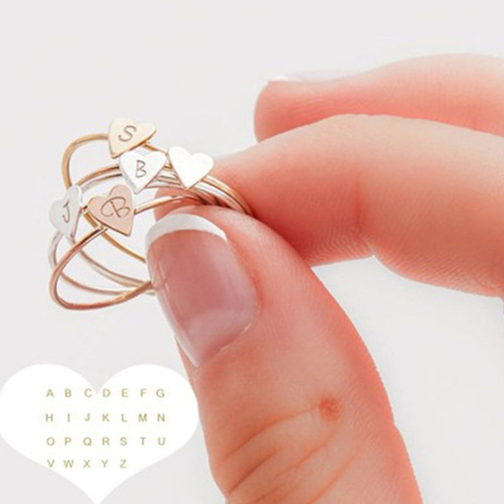 Women Open Rings Adjustable With Initials 26 Letters Heart Couple Close Gift Romantic Cute Casual Trendy Design Unique meaning