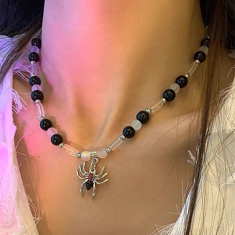 Vintage Pearl Love Butterfly Spider Pendant Choker Necklace For Men Women 2022 Gothic Hip Hop Cross Moon Chain Long  Jewelry
