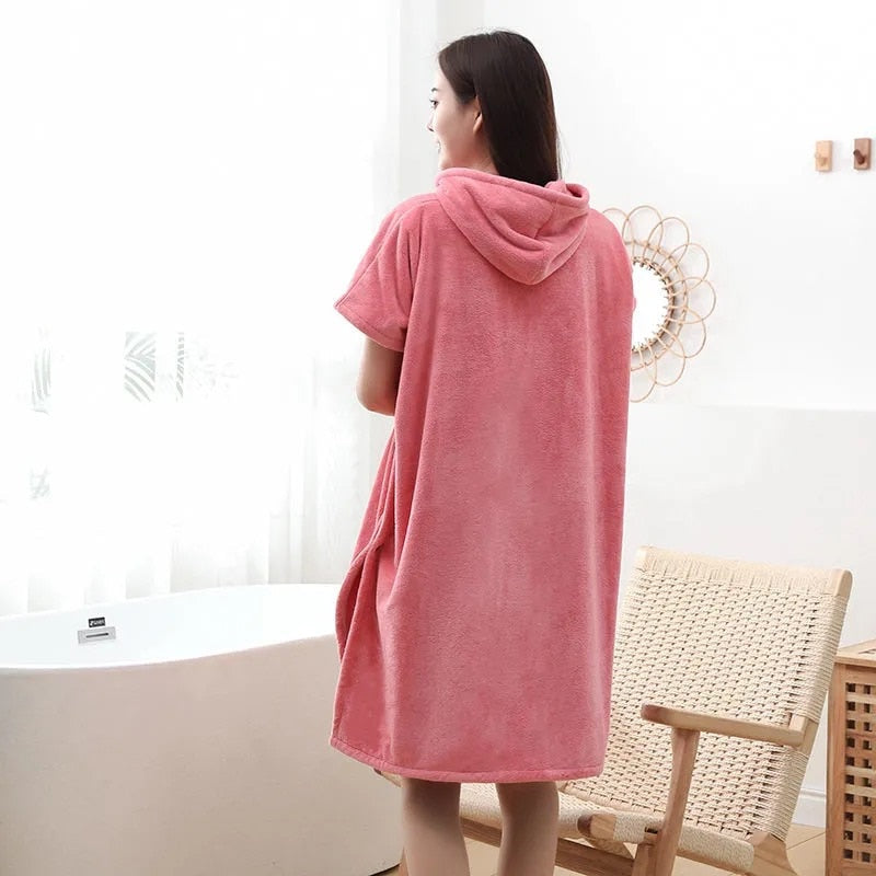 Fast Absorbing Water Wearable Bathrobe Beach Towel Outdoor Sports Soft Tactility Hooded Bath Towels Dress Poncho Swimming Cloak