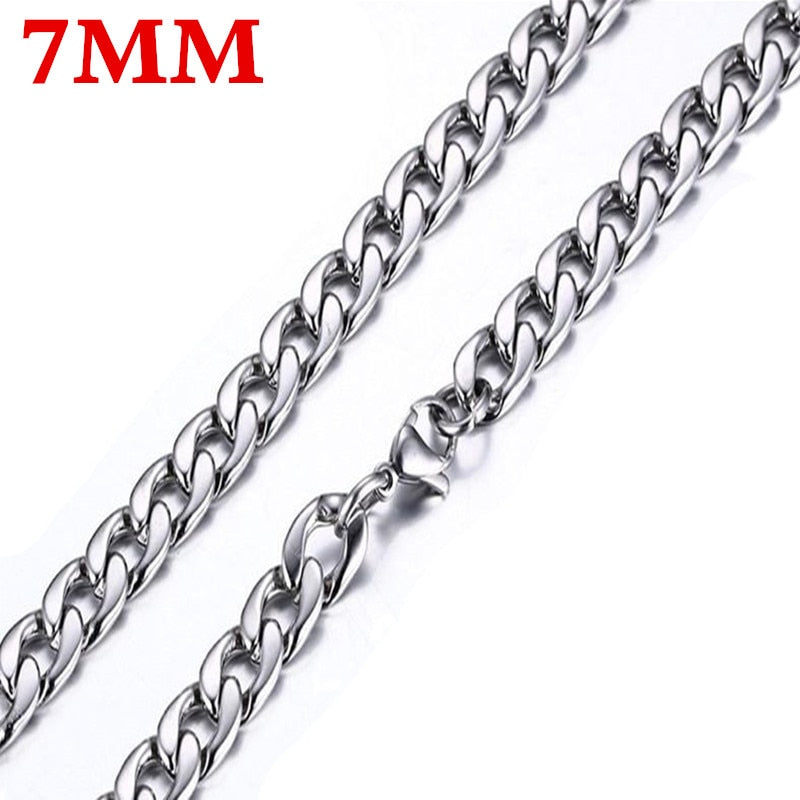 HNSP Stainless Steel Necklace Chain For Men Cuban Male Neck Jewelry שרשרת לגבר