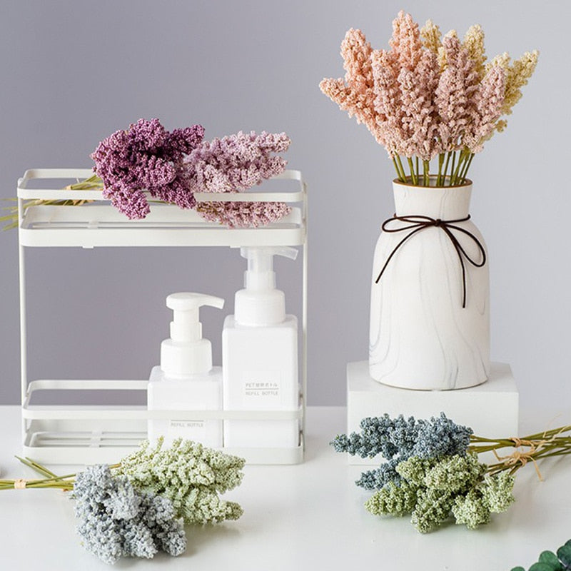 1 Bunch of 6 Pcs Artificial Flowers, Mini Foam Wheat Wedding Party Decoration, DIY Wheat Bouquet Home Garden Decoration