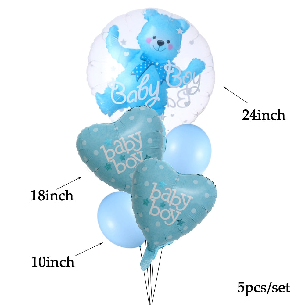 4D Transparent Baby Boy Girl Blue Pink Bubble Balloon Bear Foil Balloons Kids Birthday Gender Reveal Baby Shower Decorations