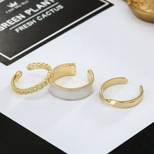 Load image into Gallery viewer, 3pcs/set Bohemian White Enamel Round Metal Ring Sets Geometric Twist Open Adjustable Rings Sets for Women Girl Wedding Jewelry