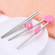 Load image into Gallery viewer, 1 Pair Learning Training Chopsticks Stainless Steel Chinese Food Stick Cute Kids Children Reusable Tableware Kitchen Accessories