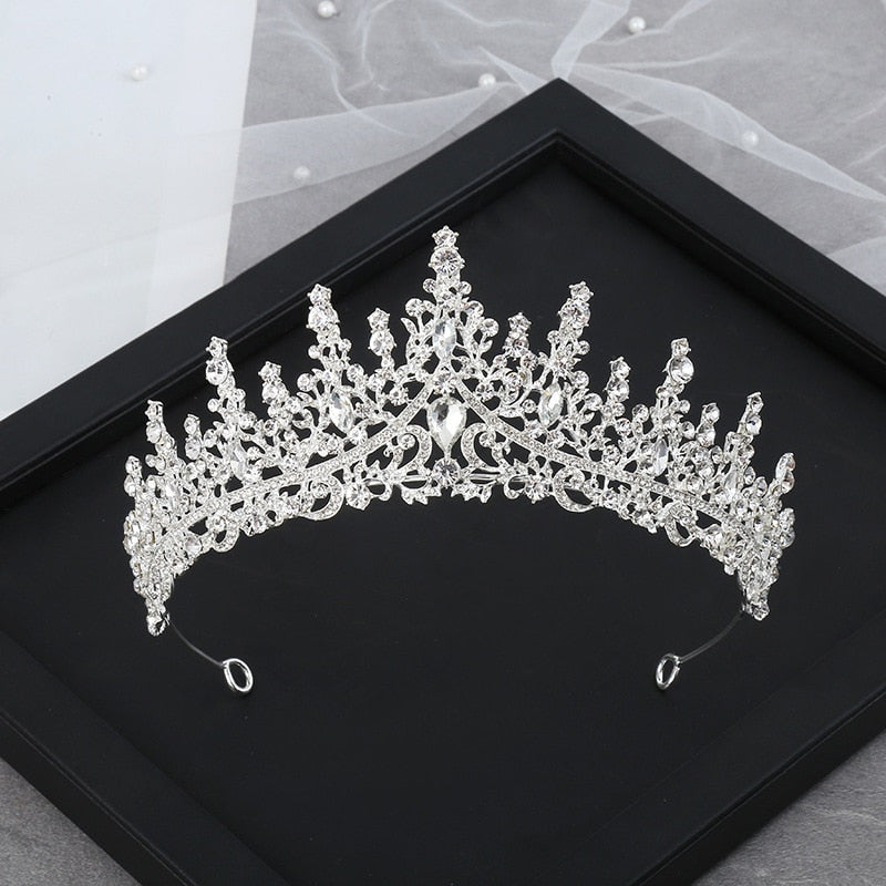 A158 New Golden Bride Crown Princess Headwear Birthday Rhinestone Headband Wedding Hair Jewelry Bridal Tiaras Vintage Headpieces