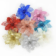 Load image into Gallery viewer, 5pcs 9-16cm Glitter Artifical Christmas Flowers Christmas Tree Decorations for Home Fake Flowers Xmas Ornaments New Year Decor