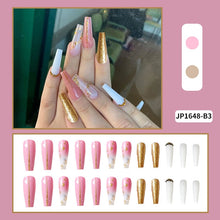 Load image into Gallery viewer, 24pcs Butterfly Decorated False Nails Long Ballet Rhinestone Removable Paragraph Manicure Fake Nail Tips Full Cover Acrylic Z141