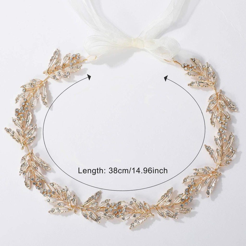 Handmade Golden Wedding Headbands Tiaras Crystal Leaf Hairbands Headdress Wedding Hair Accessories Head Jewelry